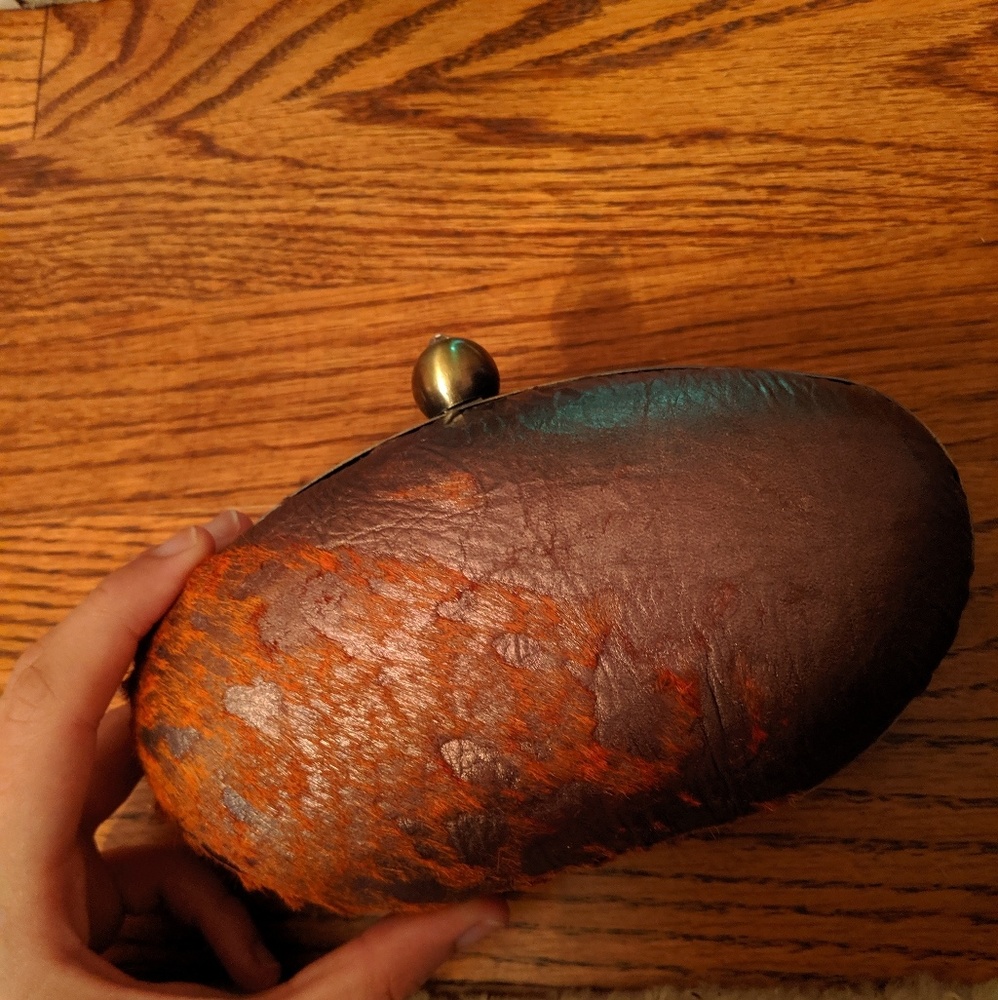 acid-treated fur Clutch purse